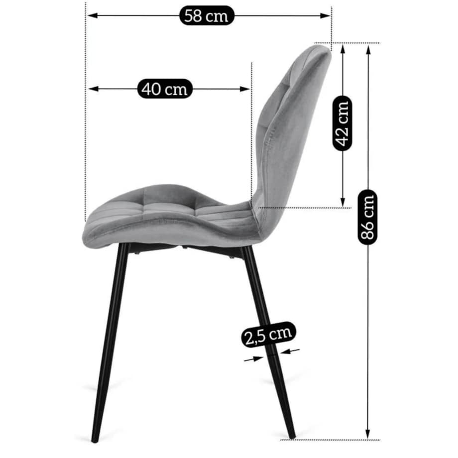 Krzesło Tapicerowane Welurowe Do Salonu Jadalni Toaletki Loft LUCKY Szare