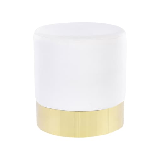 Puf welurowy ⌀ 39 cm biały SOPHIA