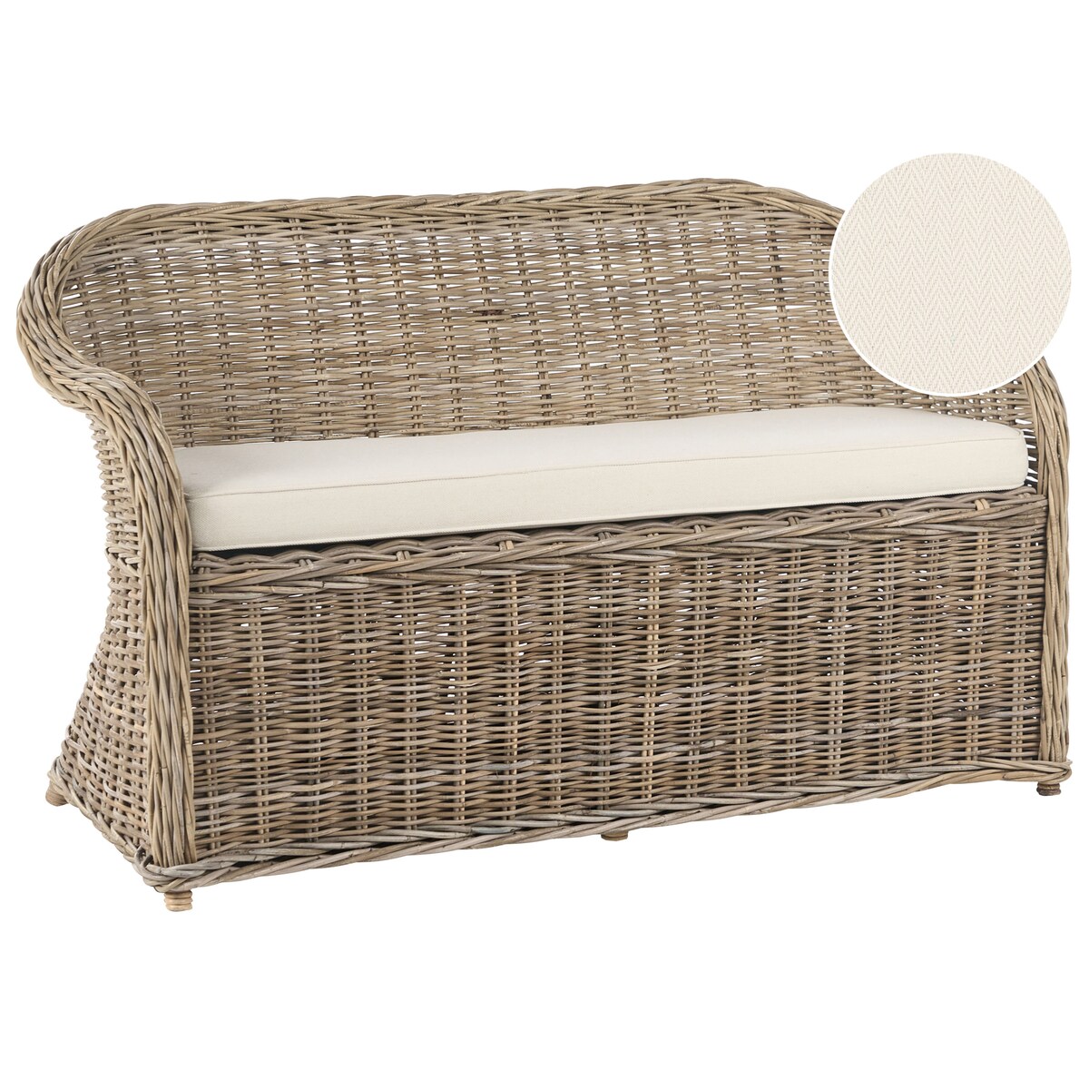 Ławka ogrodowa z poduchą SUSUA 141 cm Rattan Naturalny