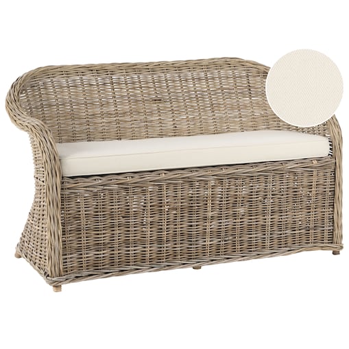 Ławka ogrodowa z poduchą SUSUA 141 cm Rattan Naturalny