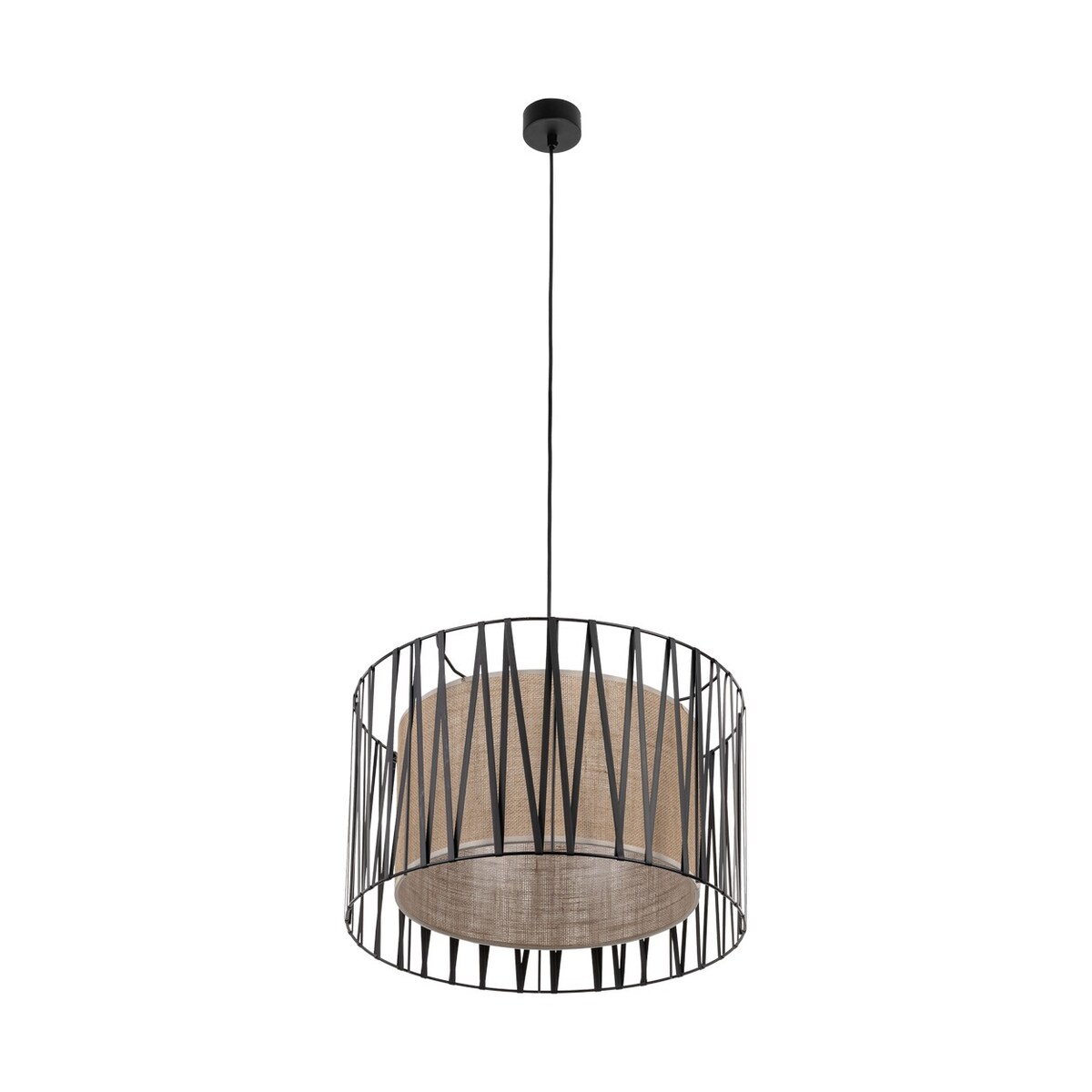 Lampa wisząca TK Lighting Harmony Nature 4557, 3xE27, juta, czarno-brązowa, śr. 50 cm, regulowana wysokość 120 cm
