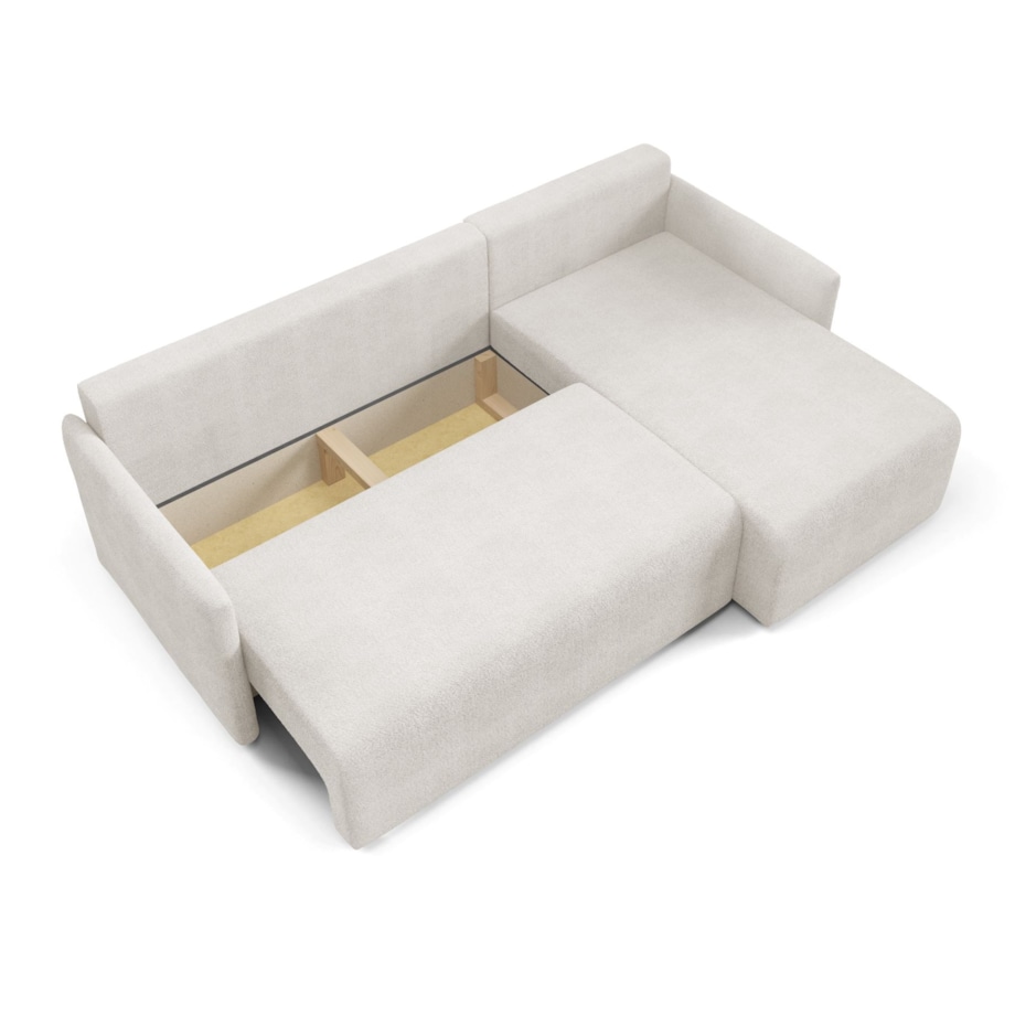 Narożnik z funkcją spania VALIA i pojemnikiem na pościel, ecru