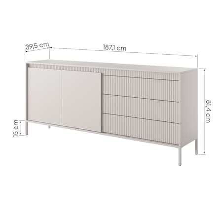Komoda dwudrzwiowa z szufladami 81,4x187,1 cm LEMAL- big beżowy