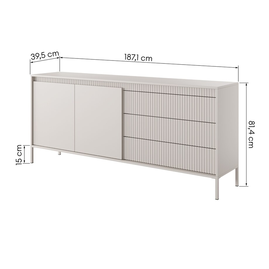 Komoda dwudrzwiowa z szufladami 81,4x187,1 cm LEMAL- big beżowy