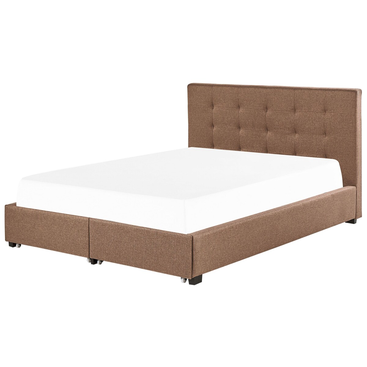 Łóżko z szufladami tapicerowane 180 x 200 cm brązowe LA ROCHELLE