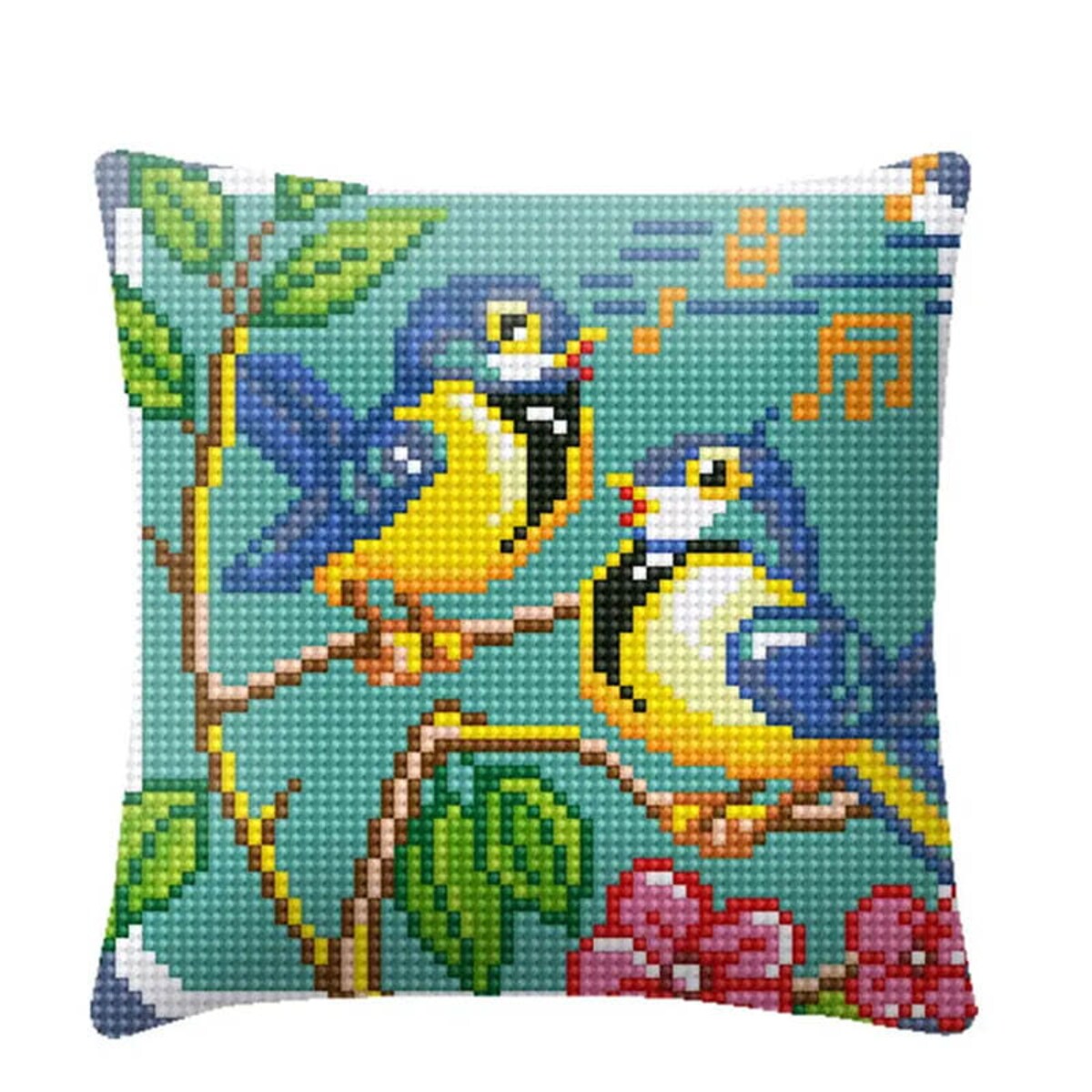 Haft krzyżykowy - Poduszka Ptaszki