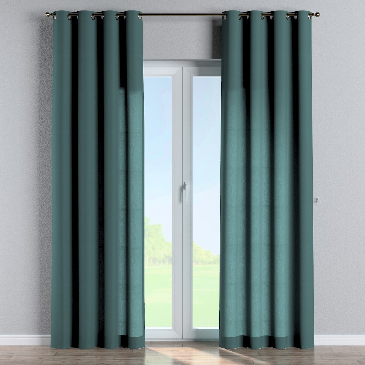 Zasłona na kółkach 1 szt. 130x260 zgaszona szmaragdowa zieleń