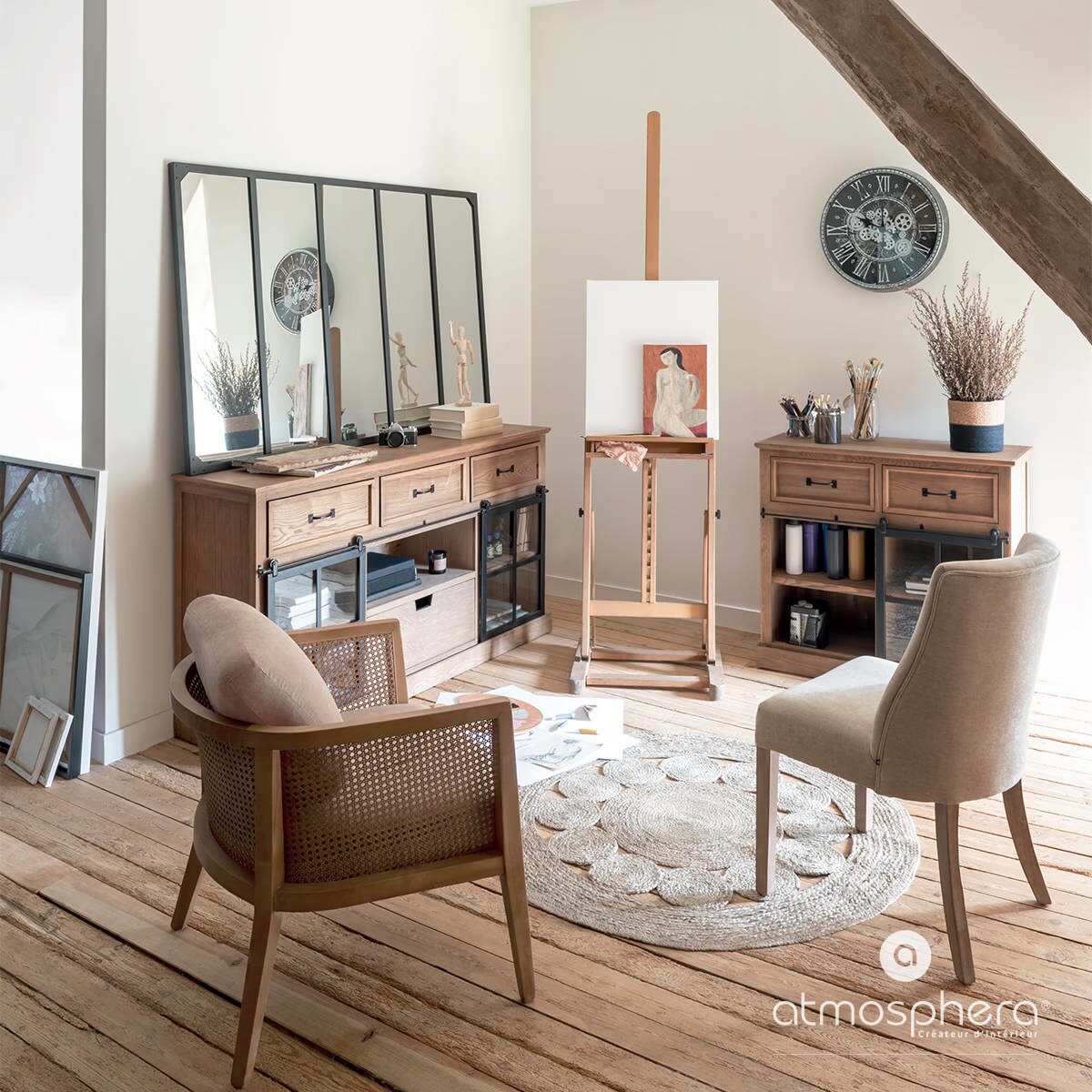 Fotel z rattanowymi podłokietnikami KOZA