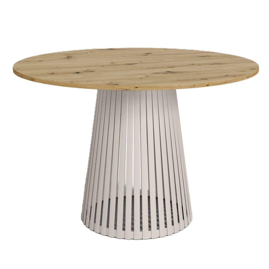 Stół VIV z lamelami do salonu, blat 100 cm dąb artisan -podstawa kaszmir