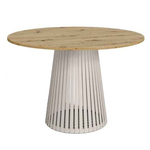 Stół VIV z lamelami do salonu, blat 100 cm dąb artisan -podstawa kaszmir