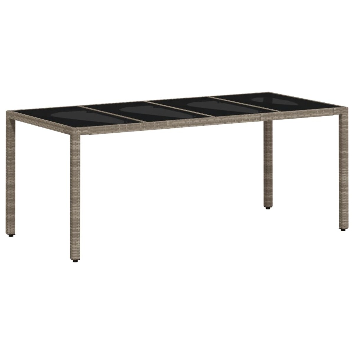 vidaXL Stół ogrodowy ze szklanym blatem, szary 190x90x75 cm, rattan PE