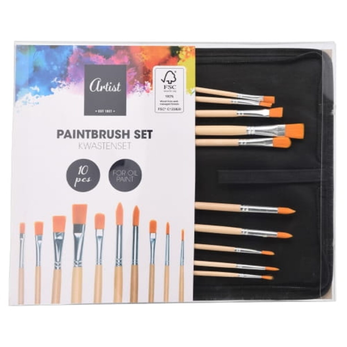 Pędzle MALARSKIE Artystyczne Zestaw pędzli Olejnych do MALOWANIA Torba 10 szt