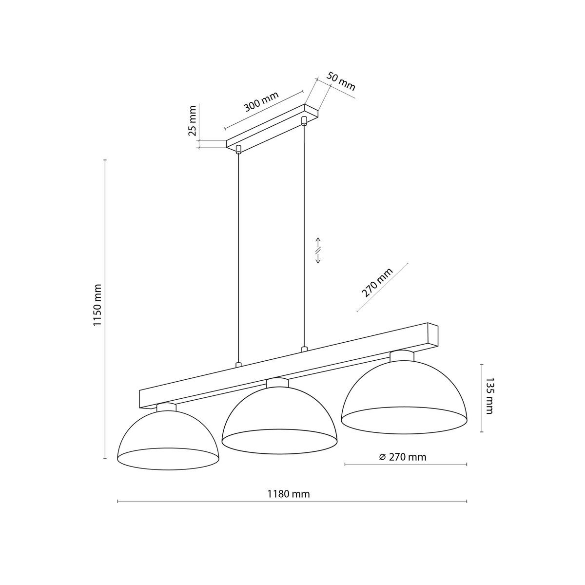 Lampa wisząca TK Lighting OSLO BROWN 6299 3xE27 metal drewno regulowana industrialna