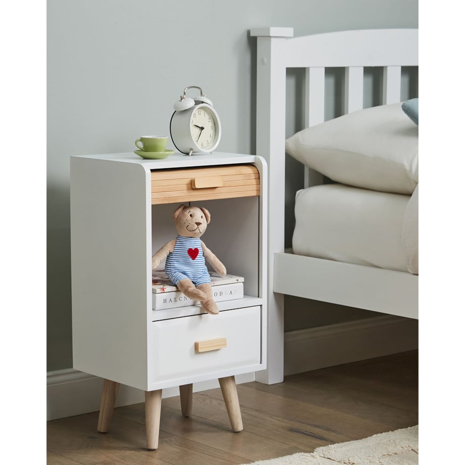 Drewniana szafka nocna biała NESIKA
