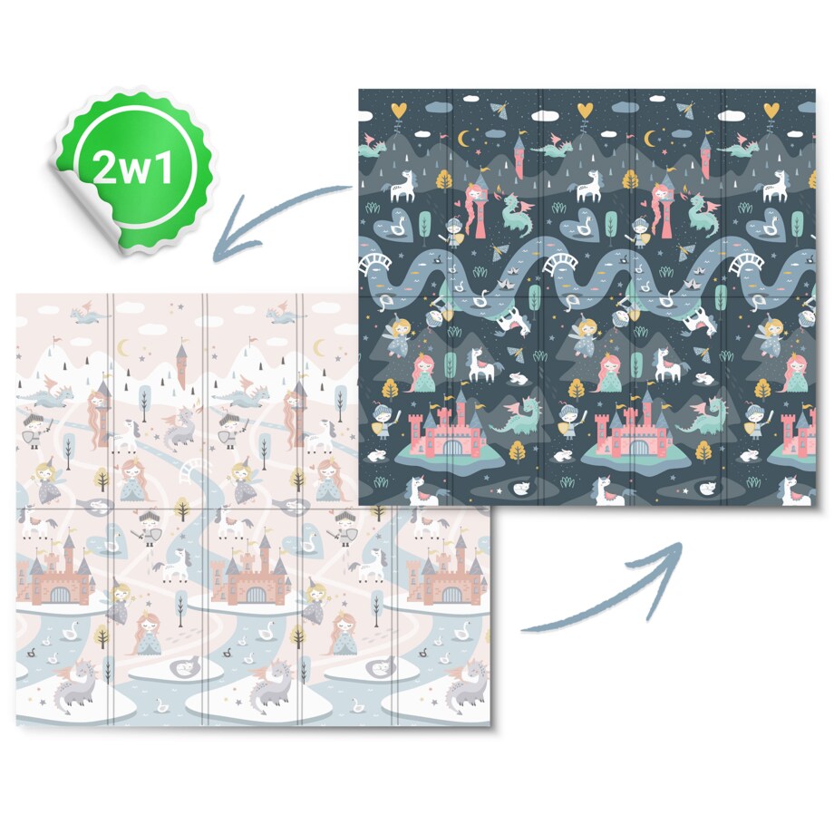 Mata piankowa edukacyjna składana dla dzieci duża 180x200 pianka xpe Nukido