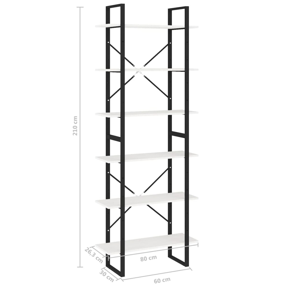 vidaXL Wysoki regał, biały, 80x30x210 cm, lite drewno sosnowe