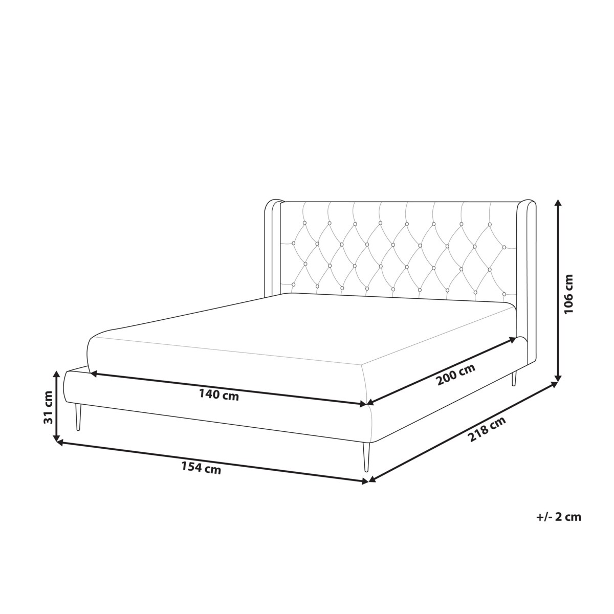 Łóżko welurowe 140 x 200 cm szare FORBACH