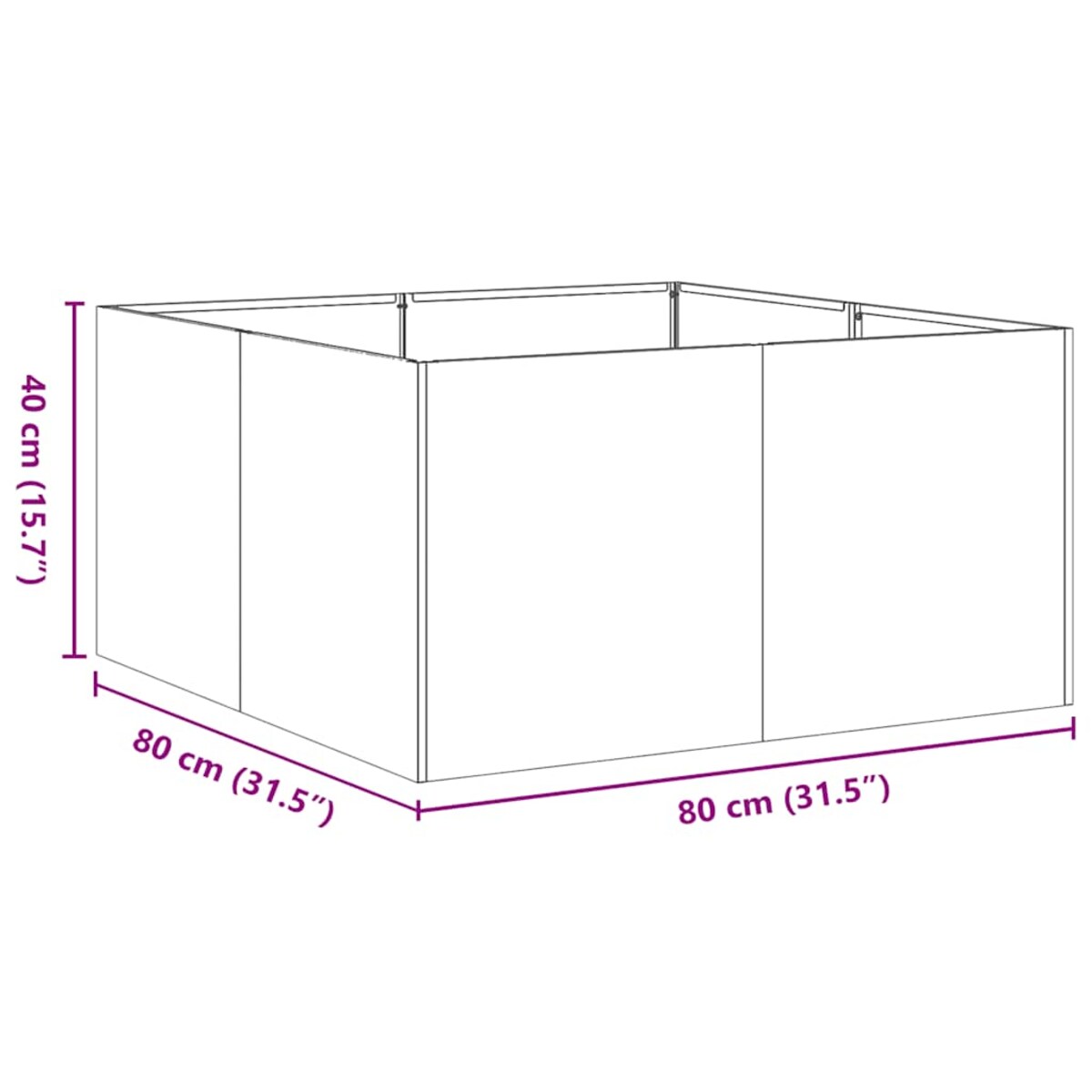vidaXL Donica, 80x80x40 cm, stal kortenowska