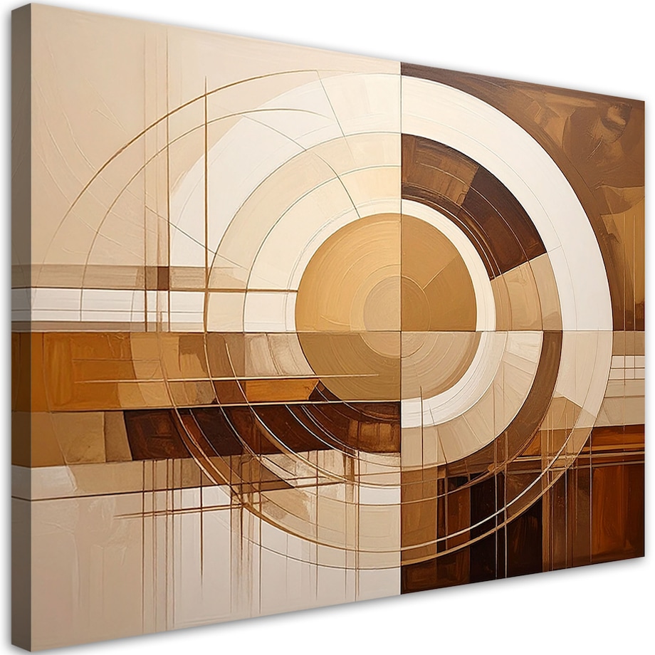 Obraz do salonu sypialni kuchni, Abstrakcyjne koła kształty w odcieniach beżu