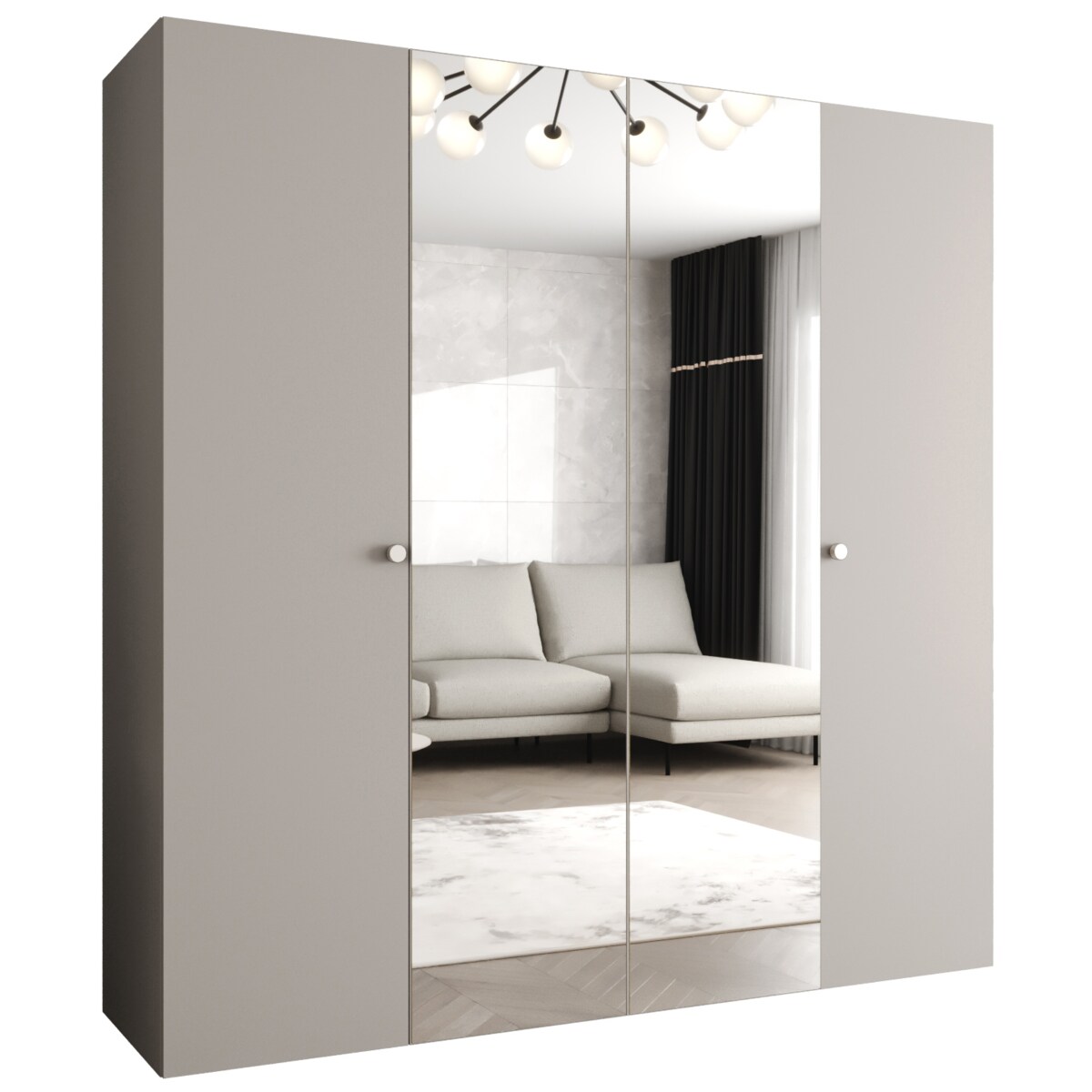 Szafa uchylna otwierana PARMA 2 200 wys. 202 cm Kaszmir + u. Srebrny