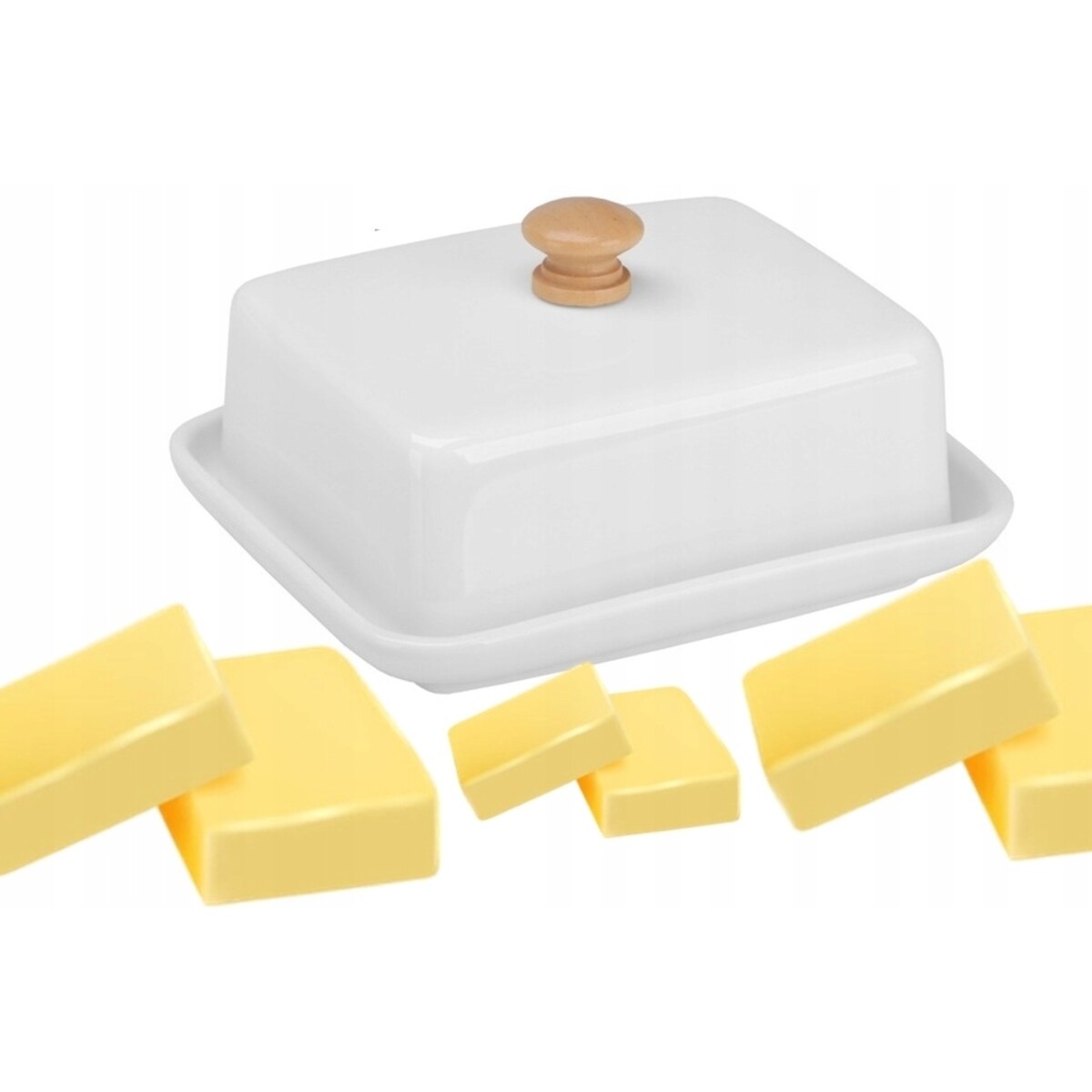 MASELNICZKA na masło pojemnik ceramika biała box na prezent kuchenna