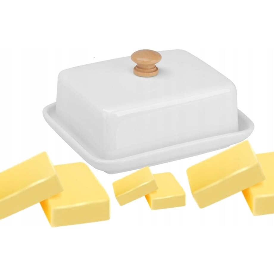 MASELNICZKA na masło pojemnik ceramika biała box na prezent kuchenna