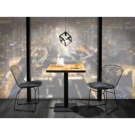 Stół PURO 60x60 dąb naturalna okleina/czarny