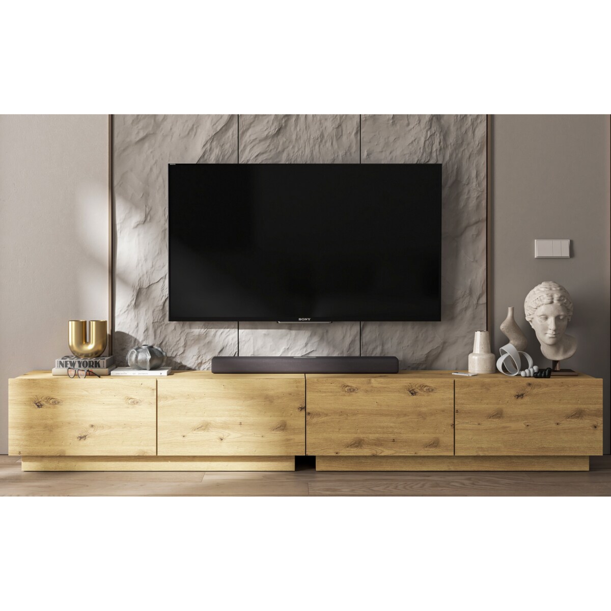 Szafka RTV Loft Stojąca / Wisząca Komoda RTV Dąb Artisan 240 cm