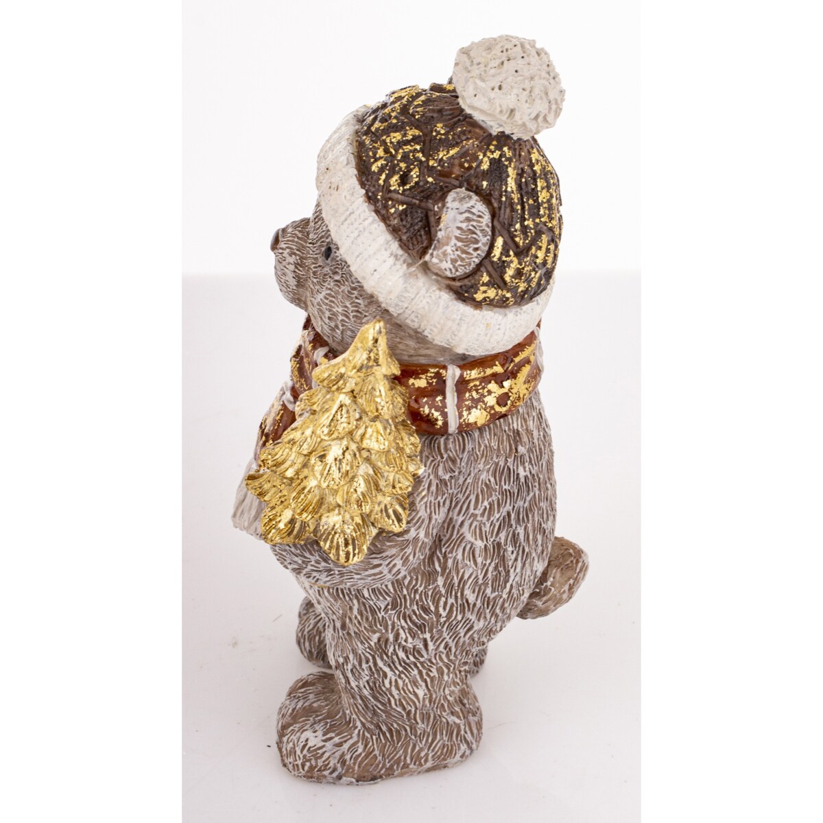 Figurka świąteczna - szary Miś 13,5x7x6 cm CAPELLO z choinką