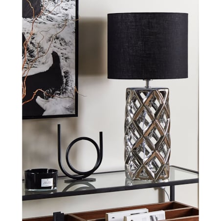 Lampa stołowa ceramiczna srebrna SELJA