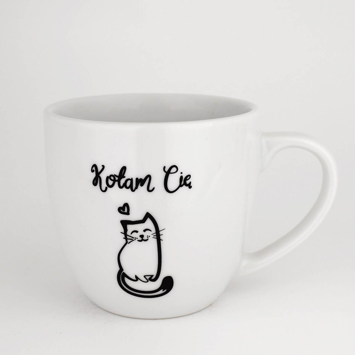 Biały kubek porcelanowy 300 ml - napis kotam cię na walentynki dla miłośnika kotów
