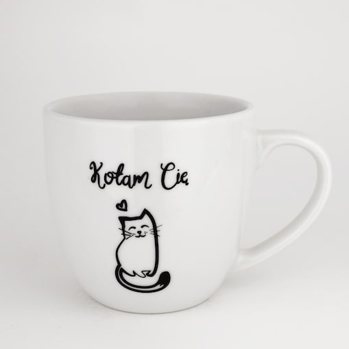 Biały kubek porcelanowy 300 ml - napis kotam cię na walentynki dla miłośnika kotów