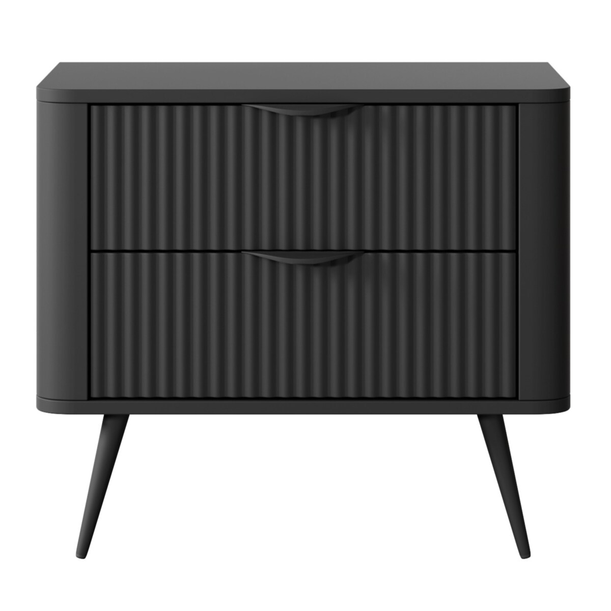 Stolik nocny ryflowany LENA w kolorze czarnym