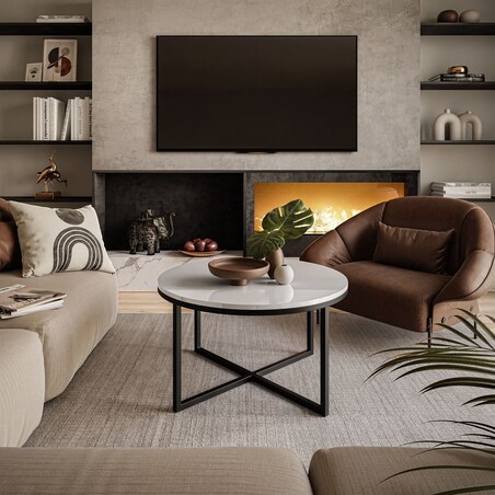 Okrągły stolik kawowy CIRI-X czarny biały połysk