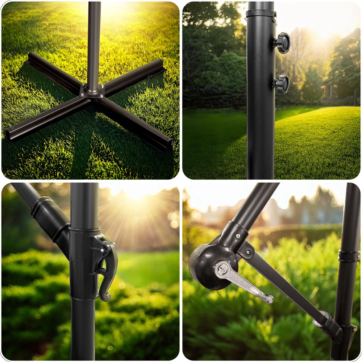 Parasol ogrodowy składany z wysięgnikiem pokrowiec 6 segmentów ø 350cm Plonos