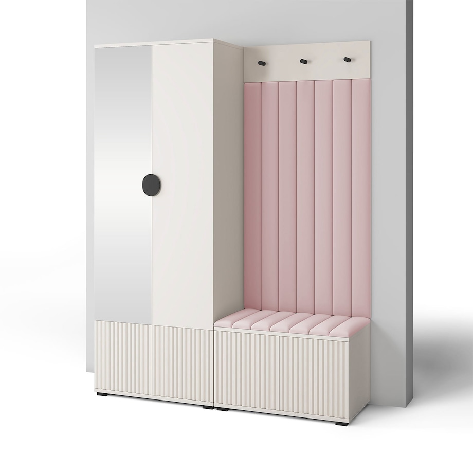 Szafa frezowana z lustrem szafka na buty Ritmo wersja 1 Trinity 19 Cashmere