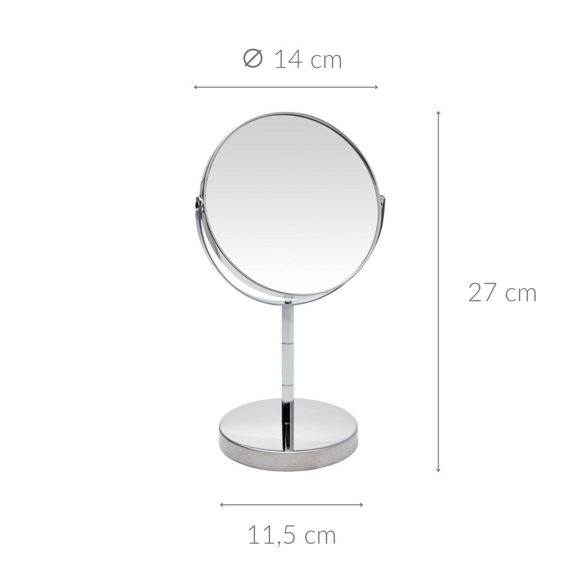 Lusterko do makijażu, dwustronne, podstawa ze stali nierdzewnej, Ø 14 cm