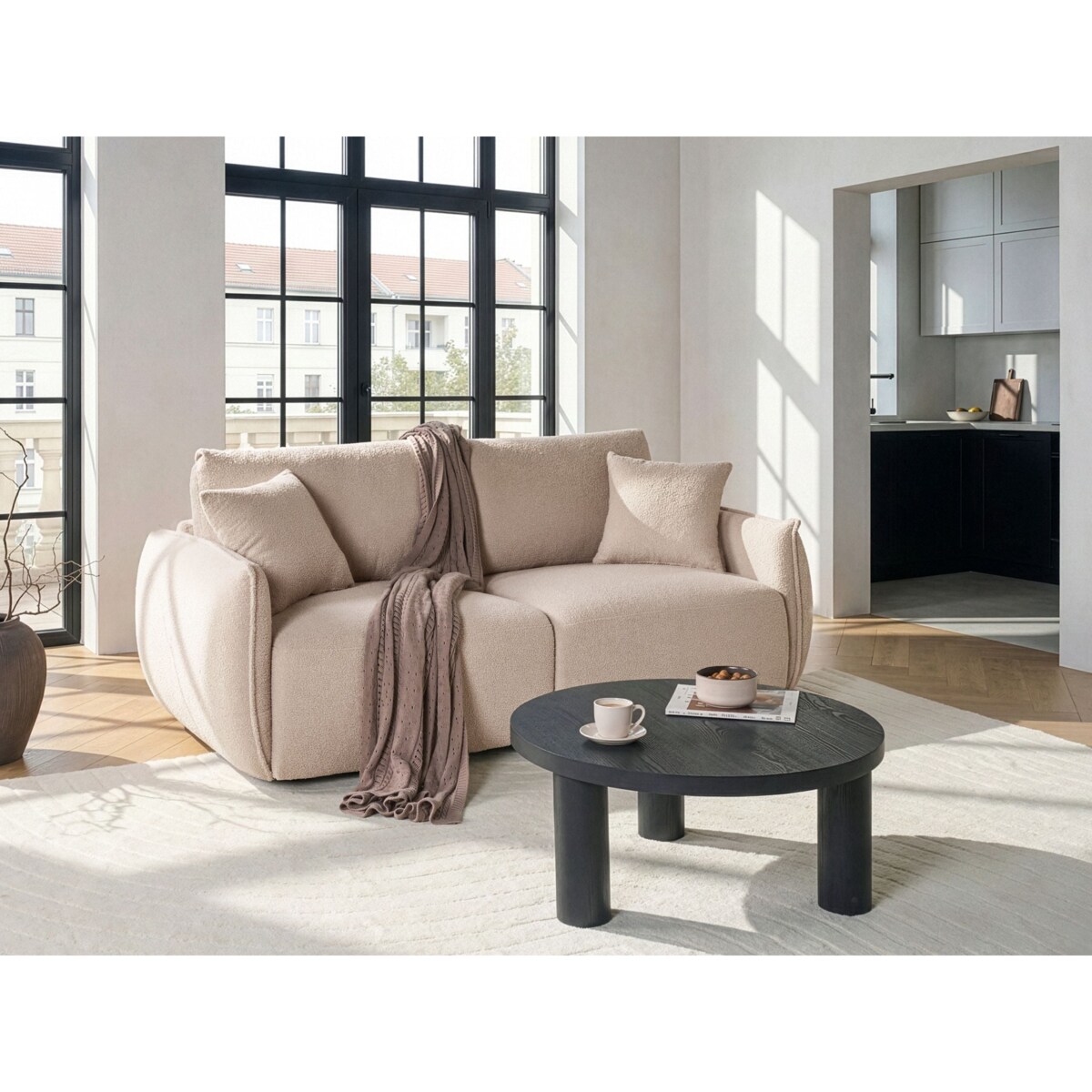 Sofa modułowa dla 2 osób MESNALI Boucle Beżowy