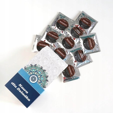 GOTOWY ZESTAW PREZENTOWY UPOMINKOWY DLA DZIADKA - BOX Z KAWAMI SMAKOWYMI I HERBATAMI SYPANYMI - UPOMINEK PREZENT NA DZIEŃ DZIADKA 60 70 80 90 URODZINY