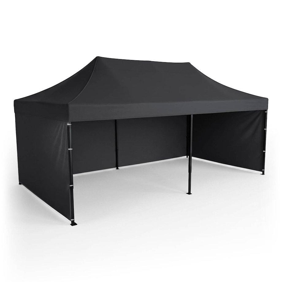 Pawilon ogrodowy Plonos PL-301 altana namiot handlowy imprezowy 3x6x3m 3 ściany czarny