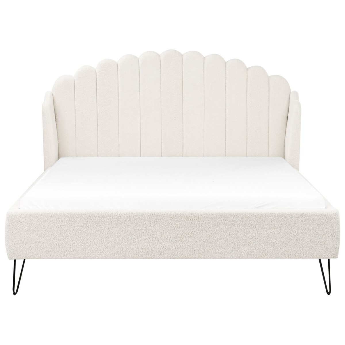 Łóżko Boucle AMBILLOU 140 x 200 cm Złamana biel