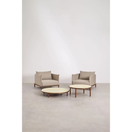 Zestaw ogrodowy: 2 fotele i 2 stoliki kawowe z drewna akacjowego Olivia