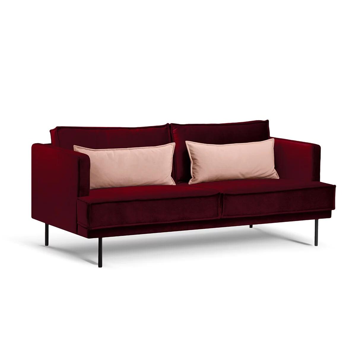 KONSIMO GANZO Sofa 3-osobowa do salonu z czerwonymi poduszkami