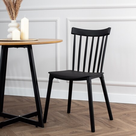 Krzesło plastikowe czarne drewniane nogi klasyczne do salonu jadalni