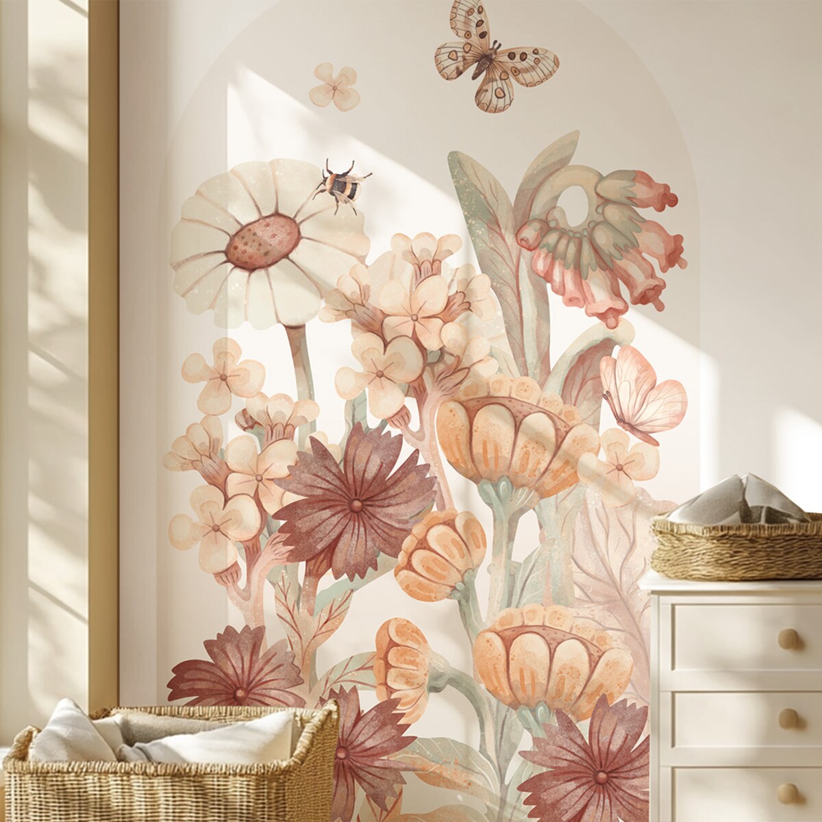 Naklejka na ścianę łuk Kwiaty boho L