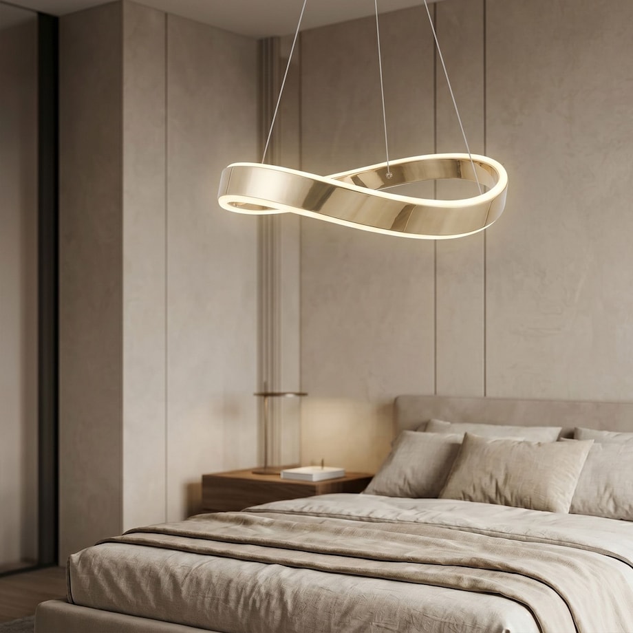 Lampa Sufitowa Wisząca Swe064-Cp 40Cm Złoty, Metal, Tworzywo Sztuczne