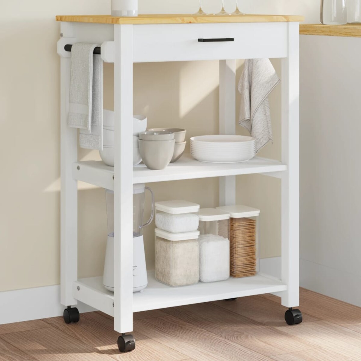 vidaXL Wózek kuchenny MONZA, 60x40x88,5 cm, lite drewno sosnowe