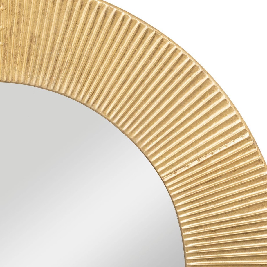 Lustro okrągłe Milda w złotej, metalowej ramie, Ø 90 cm