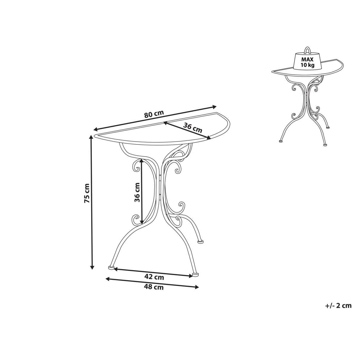 Stolik bistro NURRA 36 x 80 cm Metal Szary