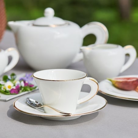 VILLA ITALIA Filiżanka do kawy herbaty porcelanowa 200 ml ze spodkiem NAOMI GOLD